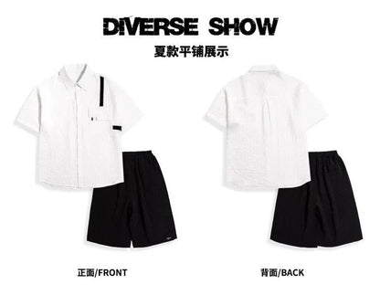 New Children Summer Thin Short Sleeved Shirt Shorts Two Piece Set Children Stylish Clothing Trend