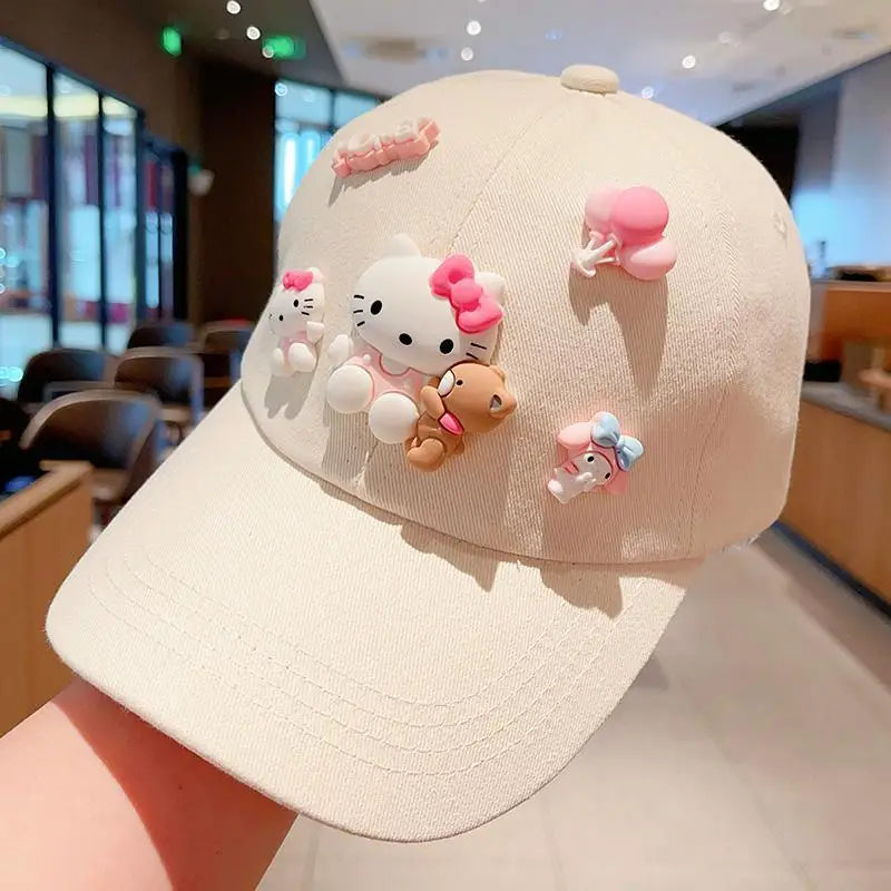 New Sanrio Animation Hello Kitty Travel Cap Spring and Autumn Girls Outdoor Versatile Baseball Cap Sun Protection Visor Hat