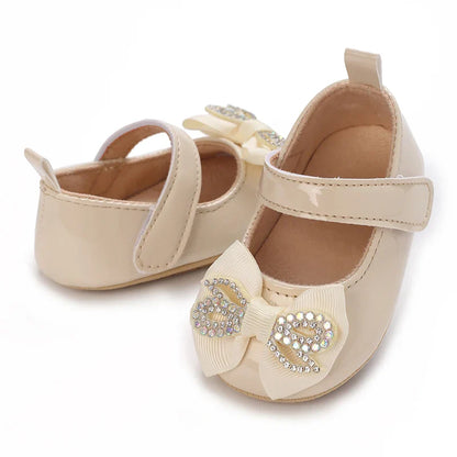 Spring and Autumn Bow Mary Jane Princess Shoes  Baby Girl Rubber Bottom Anti slip Sneaker