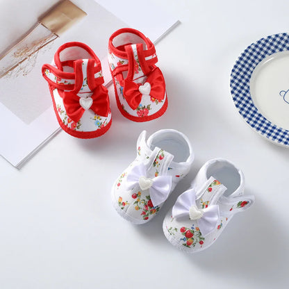 Newborn Baby Boy Girls Shoes Spring Autumn Lovely Floral Embroidery Anti-Slip Sneaker Crib Shoes Soft Cotton Cute First Walkers