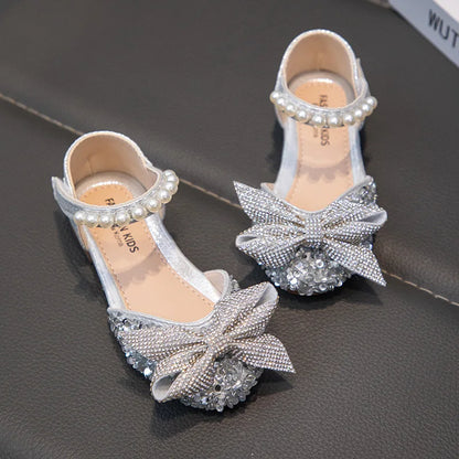 New Children Causal Dance Sandals Girls Rhinestone Flat Sandals Non-slip Fashion Kids Sequins Princess Performance Shoes