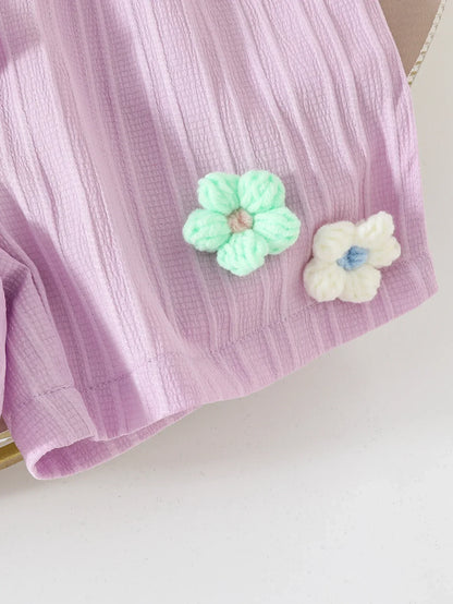 Children's Clothing Sets Small Flower Sleeveless Top + Bow Shorts 2pcs Sets Toddler Girl Clothes Kids Boutique Clothes
