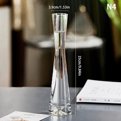Transparent Glass Flower Vase Small Vase Hydroponics Plant Flower Terrarium Luxury Room Table Home Decor Wedding Decoration