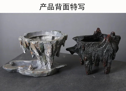 Chinese-style personalized retro creative asparagus resin flowerpot indoor fleshy June snow potted flower decoration ornaments
