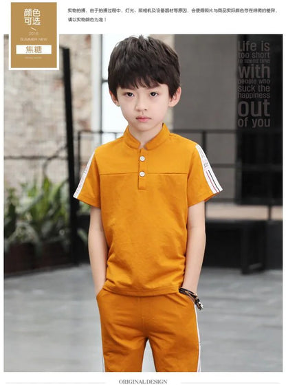 New Summer Boys Clothing Sets Children T-shirt Short Sleeve +Pants Set Two Pieces Set Kids Baby Boys Clothes 6 8 10 Years Old