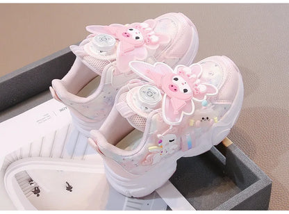 Girls Leather Hook-and-Loop Shoes - Non-Slip Thick Sole Chunky Sneakers Soft Bottom Fashion Casual Shoes for Kids