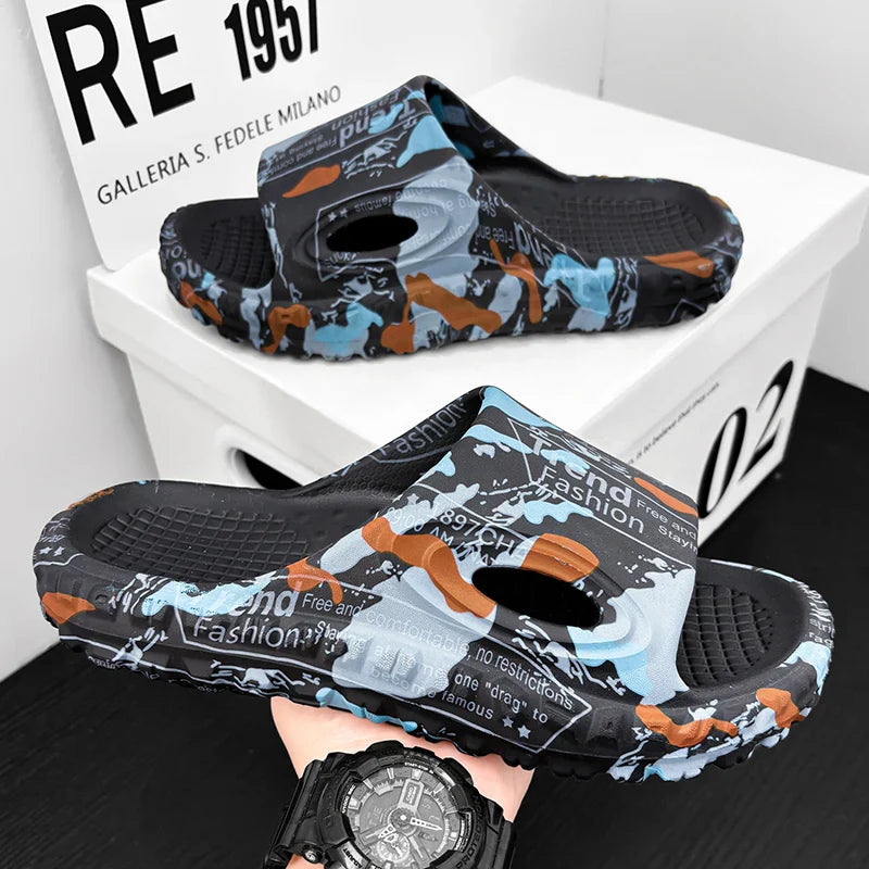 New Stylish Summer Men Shoes Comfortable Male Beach Slippers Soft Slides Non-slip Massage Indoor Fashion Slippers Outdoor 887