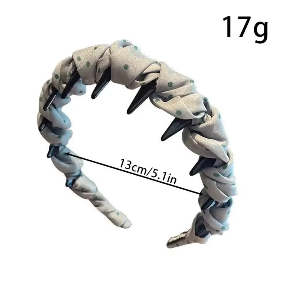 Fashion Lace Mesh Hairband Pleated U Shape Hair Comb Toothed High Cranium Hair Hoop for Women Girls