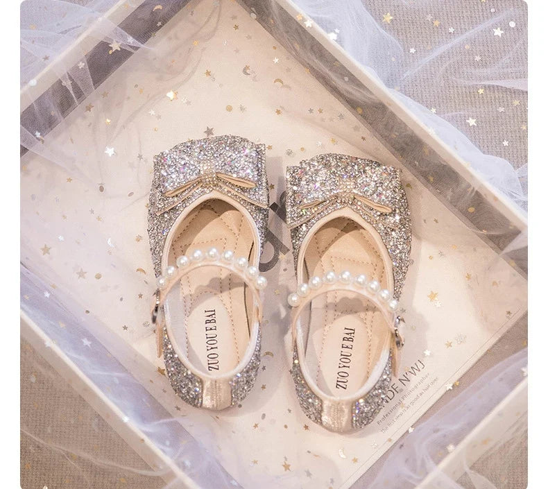Girls Princess Shoe Soft Sole Ballet Dance Shoes Water Diamond Small Leather Shoes Mary Jane Shoes