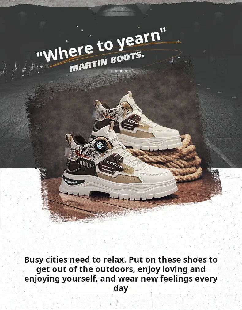 Men's Casual Outdoor Boots Fall Breathable Trendy Versatile Leisure Knob Board Shoes Anti-slip Riding Fashion Sneakers