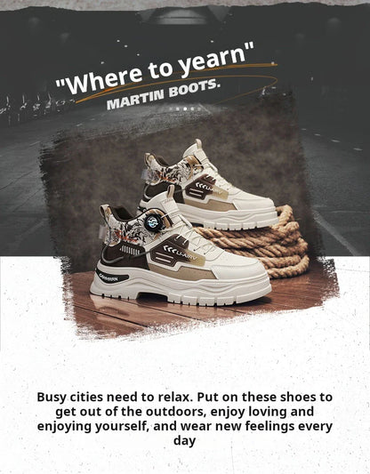 Men's Casual Outdoor Boots Fall Breathable Trendy Versatile Leisure Knob Board Shoes Anti-slip Riding Fashion Sneakers