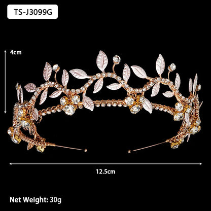 Efily Gold Color Wedding Tiaras and Crowns for Pearl Rhinestone Headband Bride Headpiece Jewelry