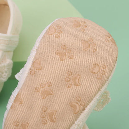 Baby Girls Shoes Non-Slip Soft Soled Lace Bowknot Flats Toddler Girls First Walker Spring Autumn Princess Shoes