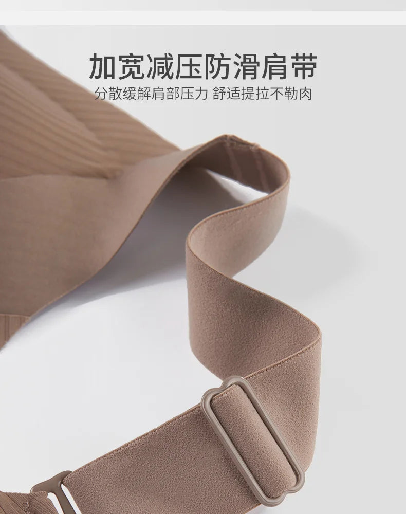 Women's Seamless Underwear Thin with Removable Pads Comfortable Wireless Adjustable Bra Tops Pull-up Anti-sagging Bra