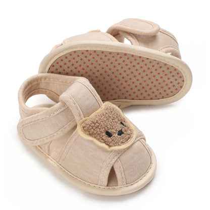 Summer Baby Walking Shoes Baby Shoes Male Sandals Female Cute Cartoon Breathable Shoes Soft Sole Non slip Shoes Headband