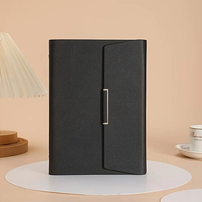1 high-quality PU cover three fold binder, containing 100 sheets of A5 size paper and high-quality six hole metal rings