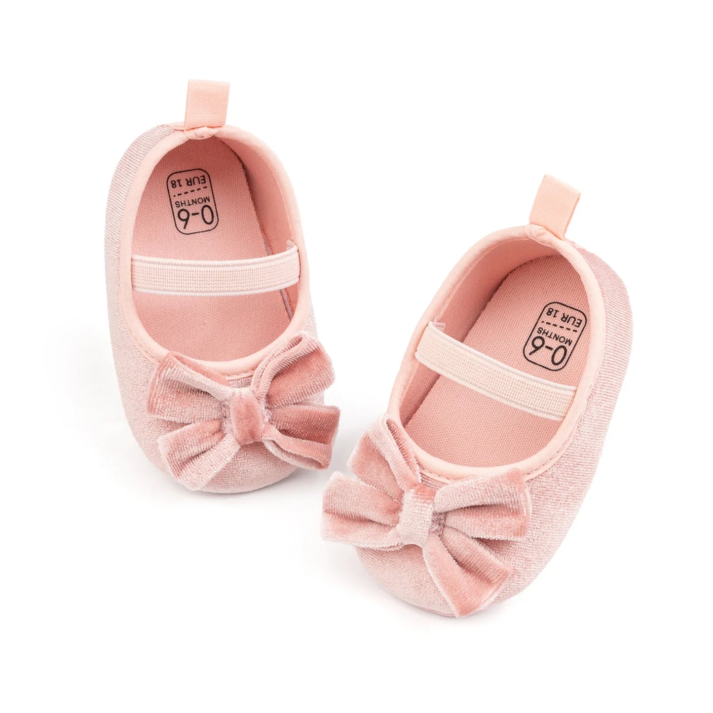 Newborn Baby Girls Mary Jane Flats Cute Bowknot Velvet Toddler Dress Shoes Lovely Princess Infant Crib Shoes for 0-18Months