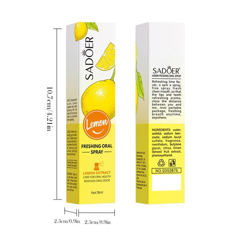  SADOER 1PCS Protable Fragrance Lemon Oral Fresh Mouth Breath Spray Fresh Bad Breath Spray No Eliminate Alcohol N9A8