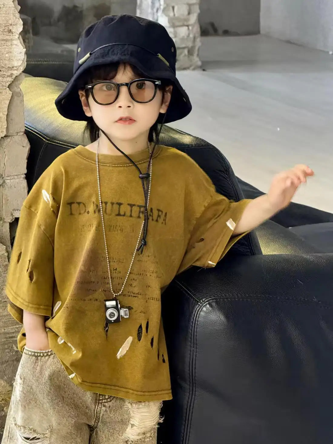 Summer Outfit New Perforated Denim Shorts Children's Clothing