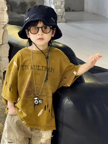 Summer Outfit New Perforated Denim Shorts Children's Clothing