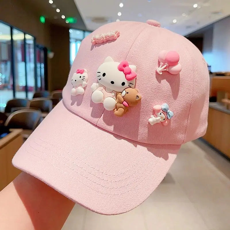 New Sanrio Animation Hello Kitty Travel Cap Spring and Autumn Girls Outdoor Versatile Baseball Cap Sun Protection Visor Hat
