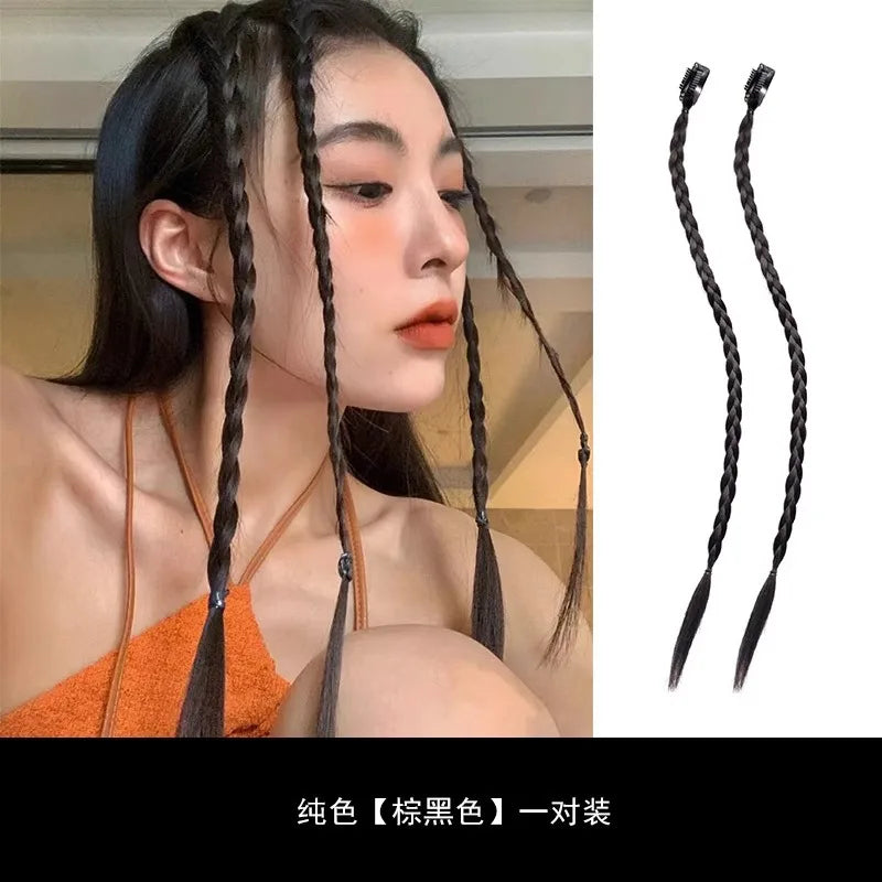 Children's boxing braids, wigs, headband, internet famous hot girls tie their hair, braids, rubber bands, girls' long hair, dirt