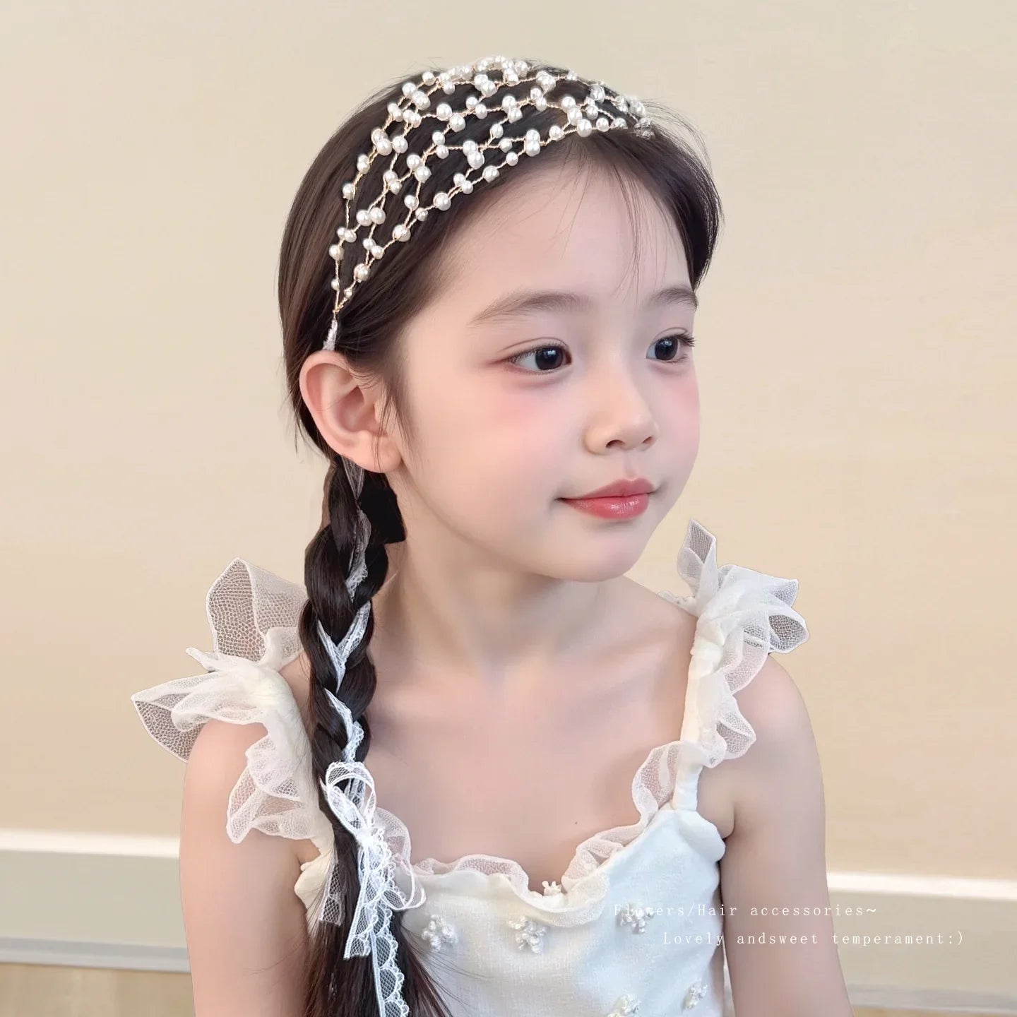 Children's hair band crystal pearl princess ribbon hair braid little girl not hurt hair braid Fried Dough Twists braid girl head