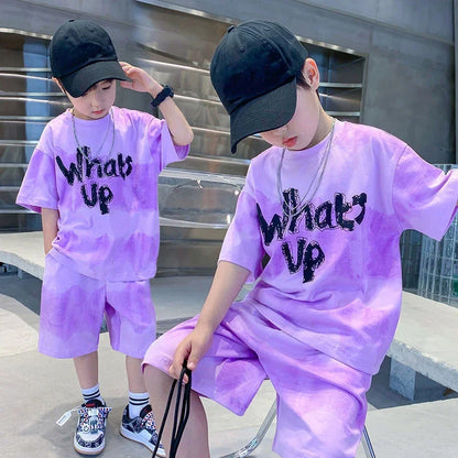 Korean Thin Sports Summer Two-Piece Set Boys Summer Set New Children's Summer Medium and Large Children's Boy