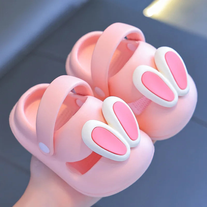 New Summer Children Sandals Kids Cartoon Rabbit Slippers Toddler Boys Girls Soft Sole Shoes Anti-Slip Indoor Bathing Slippers