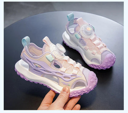 Kids Summer Shoes Girls Outdoor Protecting Toes Beach Sandal Water Shoes Casual Pink Non-slip Children Shoes Breathable Boys