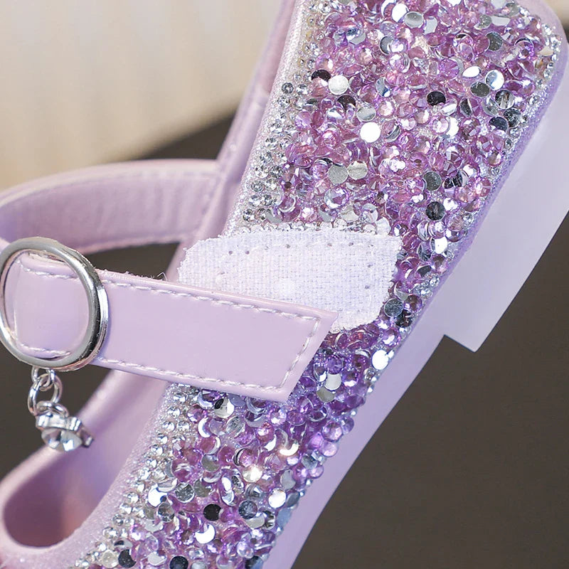 Disney Cartoon Pattern Elsa Princess Crystal Shoes for Girls Fashion New Style Baby Girl Low Heels Sandals Summer Fall Children