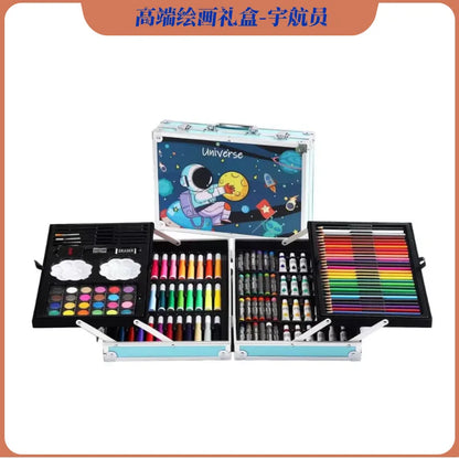 144PCS Painting Art Set Students' Art Supplies Gift Watercolor Pen Oil Pastel Colored Pencil Aluminum Case Art Painting Supplies