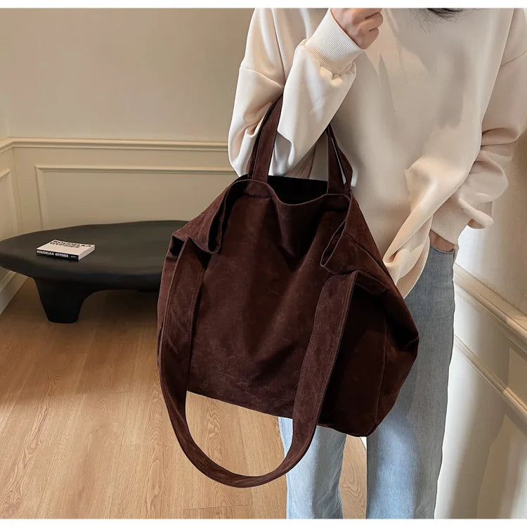 Women's Tote Bags  New Fashion Suede Vintage Large Shoulder Crossbody Bag for Woman Korean Female Student Bookbag Handbags