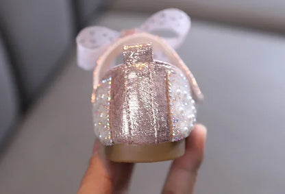 Fashion Children's Bow Rhinestone Sequin Kids Shoes Baby Party Student Flat Performance Shoes