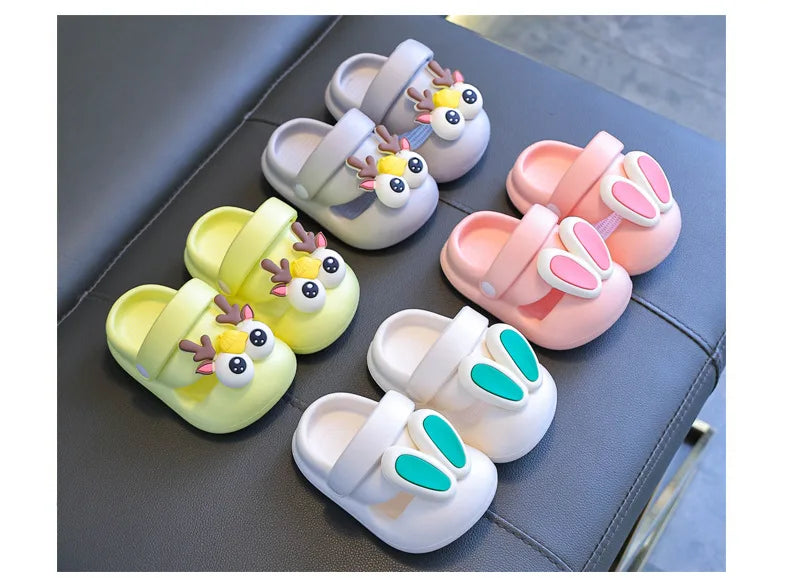 New Summer Children Sandals Kids Cartoon Rabbit Slippers Toddler Boys Girls Soft Sole Shoes Anti-Slip Indoor Bathing Slippers