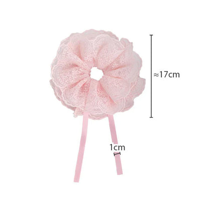 Sweet Drawstring Bow Lace Hair Scrunchies For Women Elastic Hair Bands Ponytail Holders Girl Hair Accessories