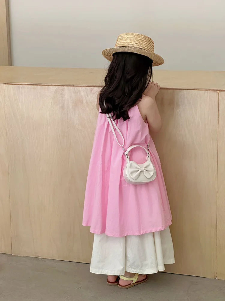 Kids Girls Cute Bowknot Handbag Fashion Crossbody Bag Detachable Strap Mini Shoulder Bag for Children Stylish Purse