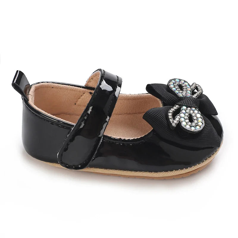 Spring and Autumn Bow Mary Jane Princess Shoes  Baby Girl Rubber Bottom Anti slip Sneaker