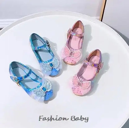 Princess Shoes Children Shoes Round-Toe Soft-Sole Big Girls High Heel Princess Crystal Party Shoes Single Shoes