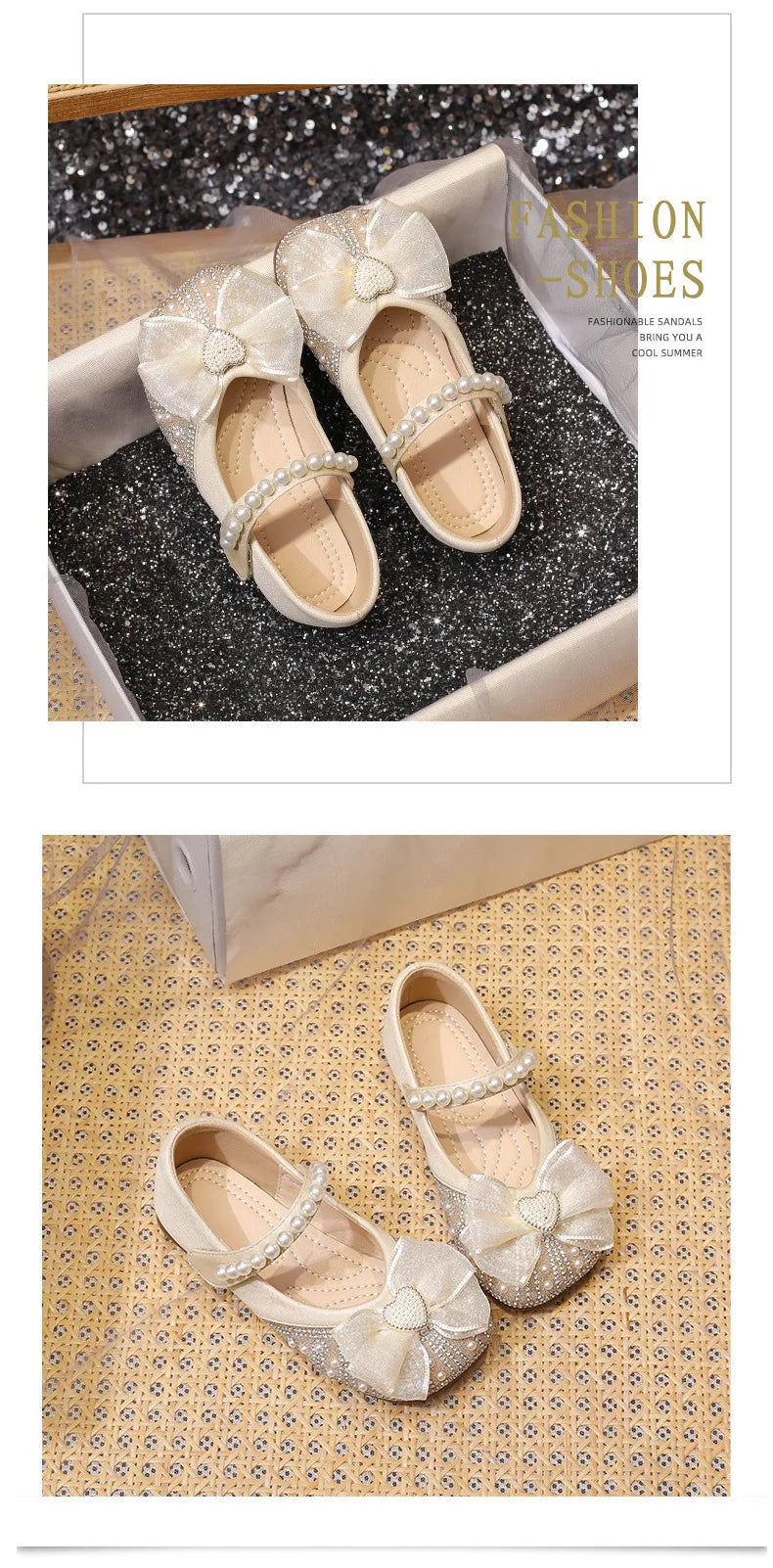 Girls’ Princess-Style Dress Shoes – Faux Leather Mary Janes with Sparkle Accents, Comfortable for Parties & Special Occasions