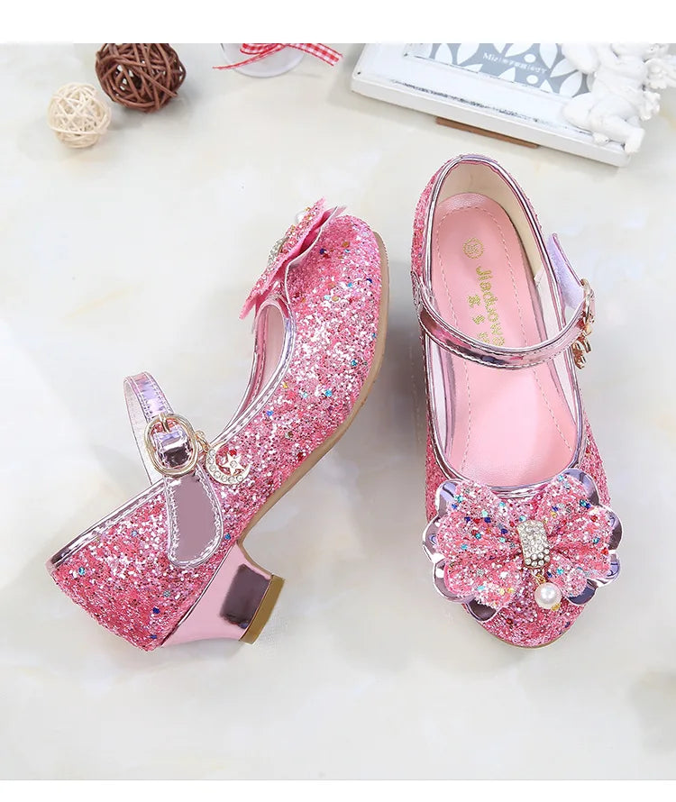 Children's Shoes  Princess Shoes Girl's Fashion Sandals Crystal Princess Shoes Blue Pink Silver