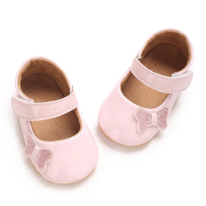 Spring and Autumn Bow Mary Jane Princess Shoes  Baby Girl Rubber Bottom Anti slip Sneaker