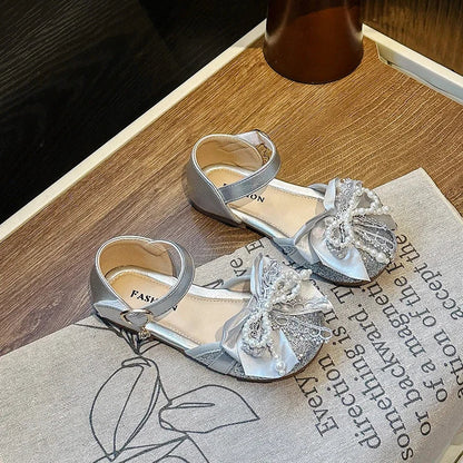 Children's Summer Sandals Toddlers Catwalk Versatile Princess Girl Shoe Summer Beading Bowknot Kids Fashion Dress Flat Sandals