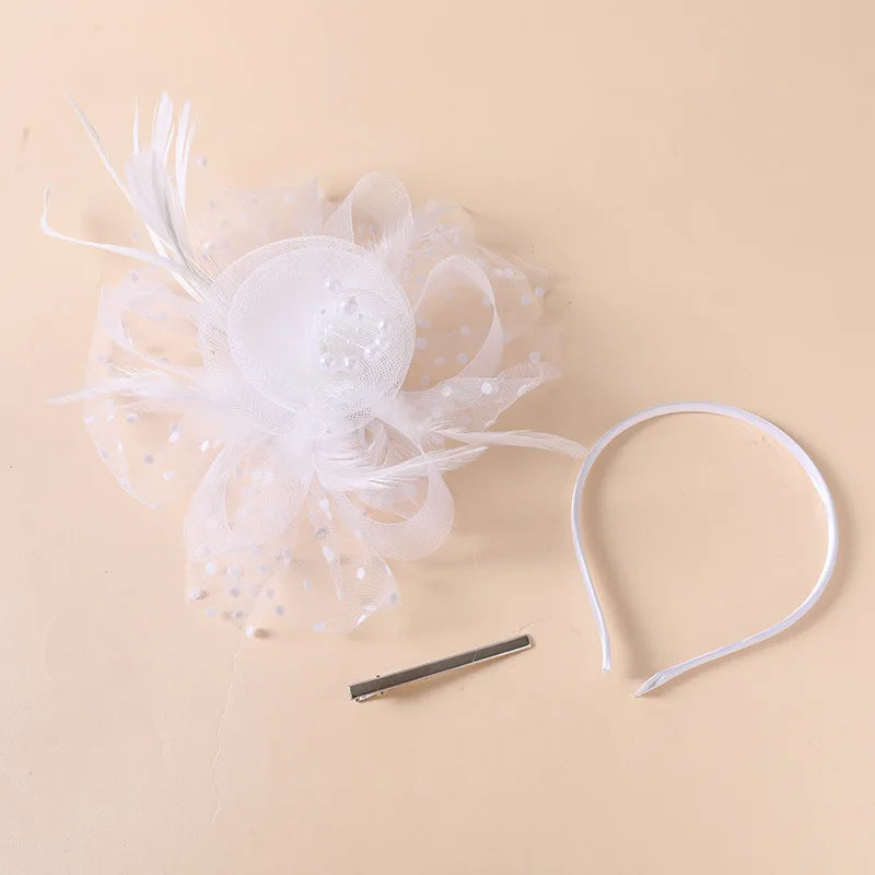 Women's Fashion Flower Feather Bead Hair Clip Bridal Hairband Brida Barrettes Hair Accessories Jewelry