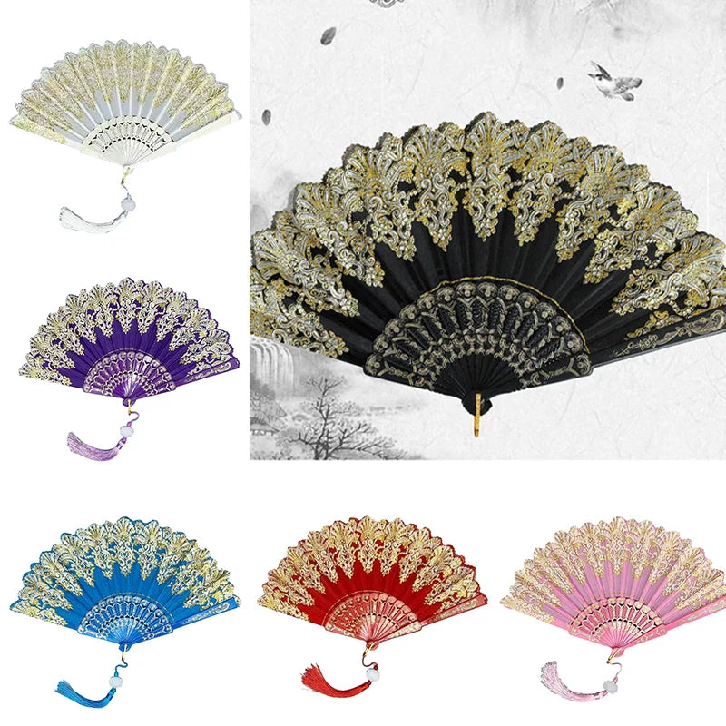 Wedding,Dance,Handheld,Folding Fan,Plastic Fan,Chinese Style,Art Craft