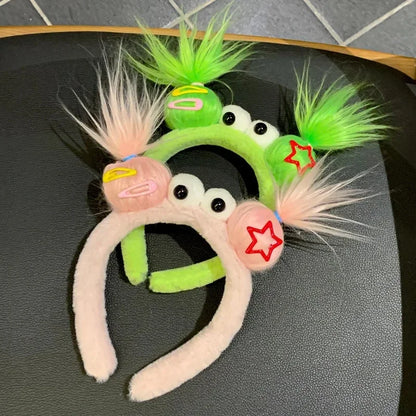 Girls Face Wash Headband Plush Skin Care Bath Shower Makeup Hair Band Soft Absorbent Cartoon Clown Doll Hair Accessories