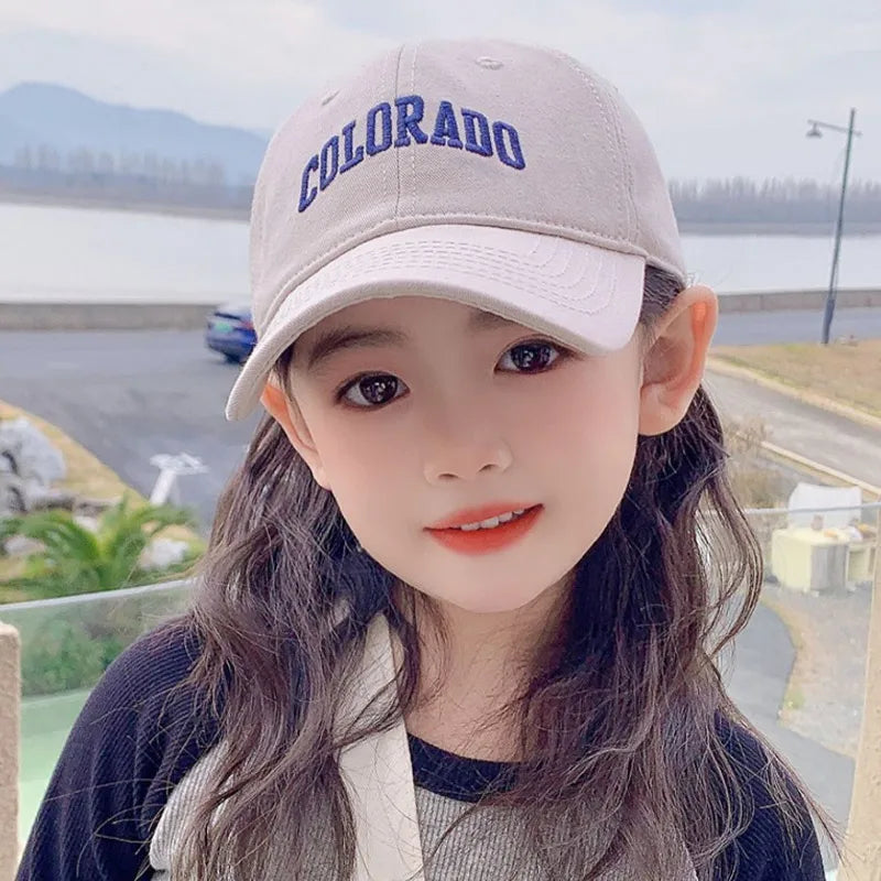 Fashion Letter Children Baseball Hat Solid Cotton Kids Duck Tongue Cap