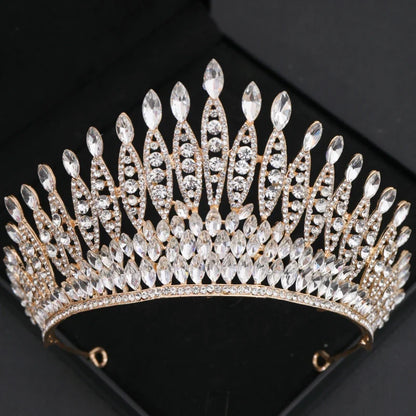 Gold Crystal Tiaras And Crowns Headband Rhinestone Prom Diadem Crown Bridal Wedding Hair Accessories Jewelry Crown Tiara Gift