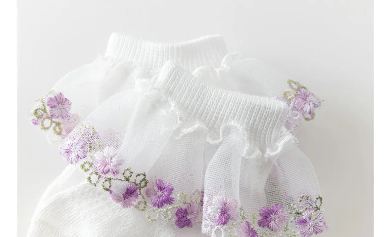 New Children's Socks With Lace Princess Girls Frilly Sock Soft Infant Baby Socken White Socks For Kids 0-10Years High Quality