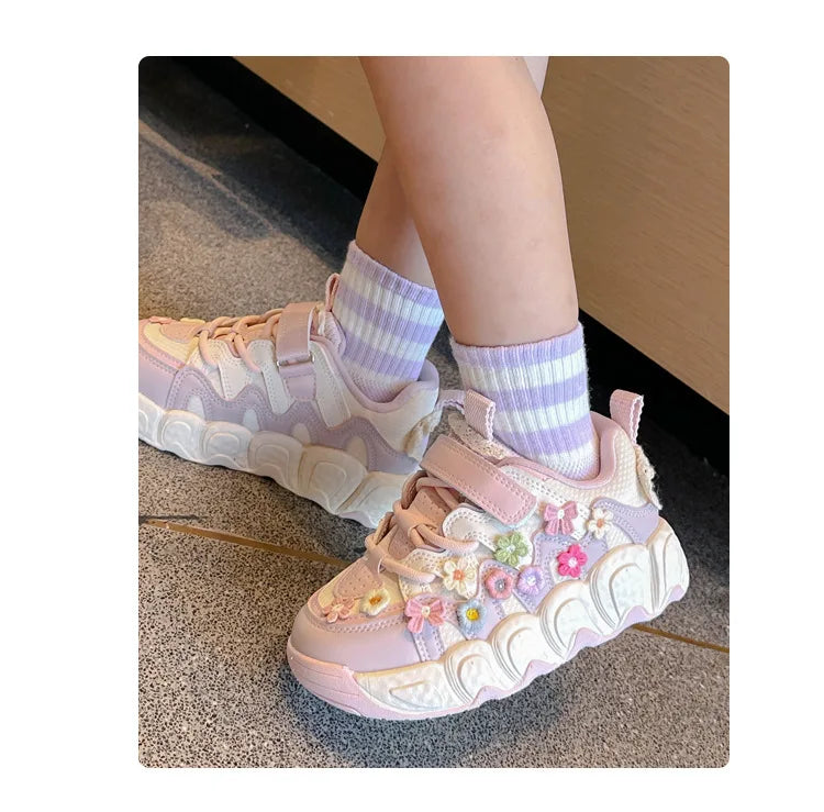 Kawaii Casual Shoe Fashion Childrens Shoes Girls Princess Sneakers Non-Slip New Autumn Running Shoes for Kids Girls Casual Wear
